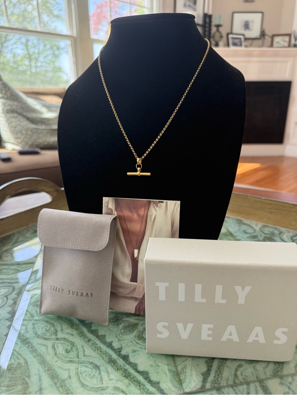 Tilly Sveaas Small Gold T-Bar On Belcher Chain